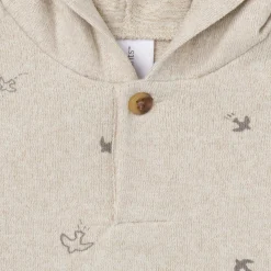 2-Piece Baby Boys Oatmeal Heather Hooded Brushed Hacci Set