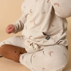 2-Piece Baby Boys Oatmeal Moon Hacci Top and Pants Set