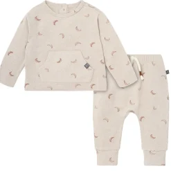 2-Piece Baby Boys Oatmeal Moon Hacci Top and Pants Set