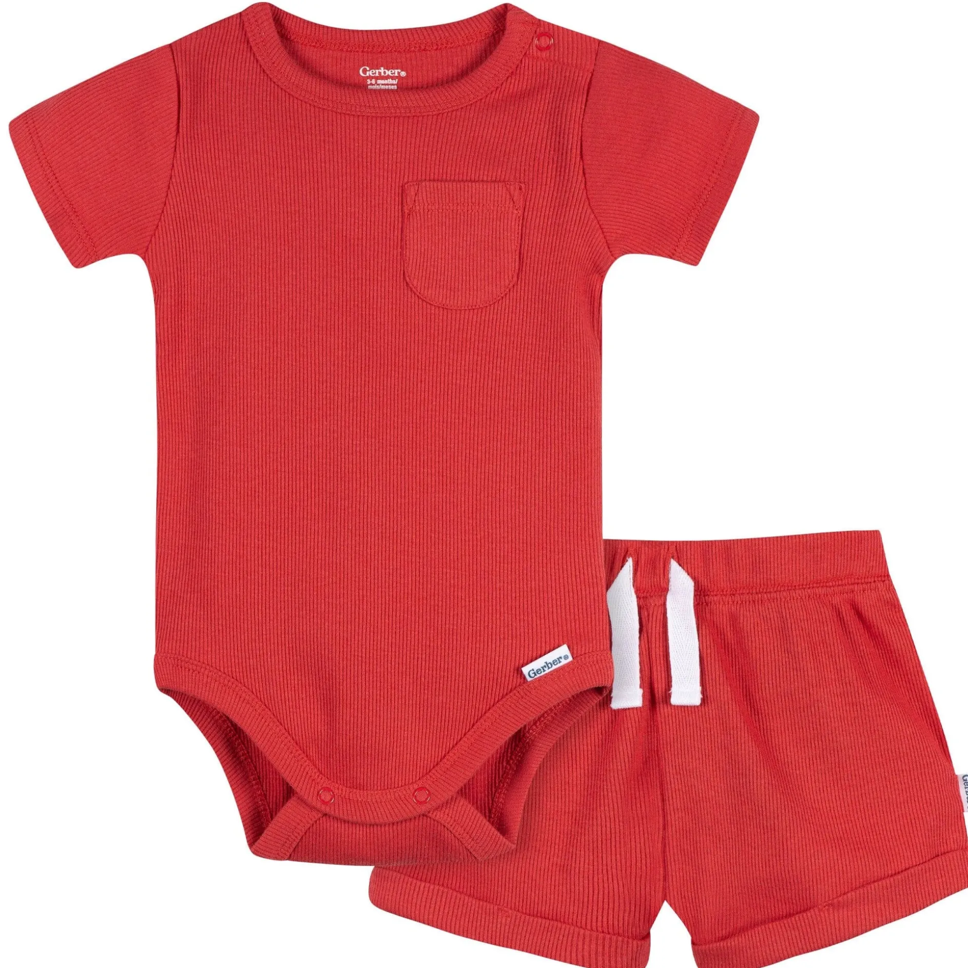 2-Piece Baby Boys Red Bodysuit & Shorts Set