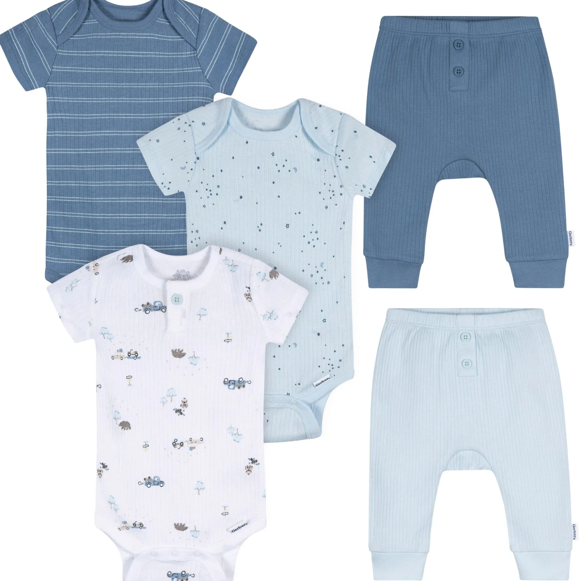 5-Piece Baby Boys Road Trip Bodysuits & Pants Set
