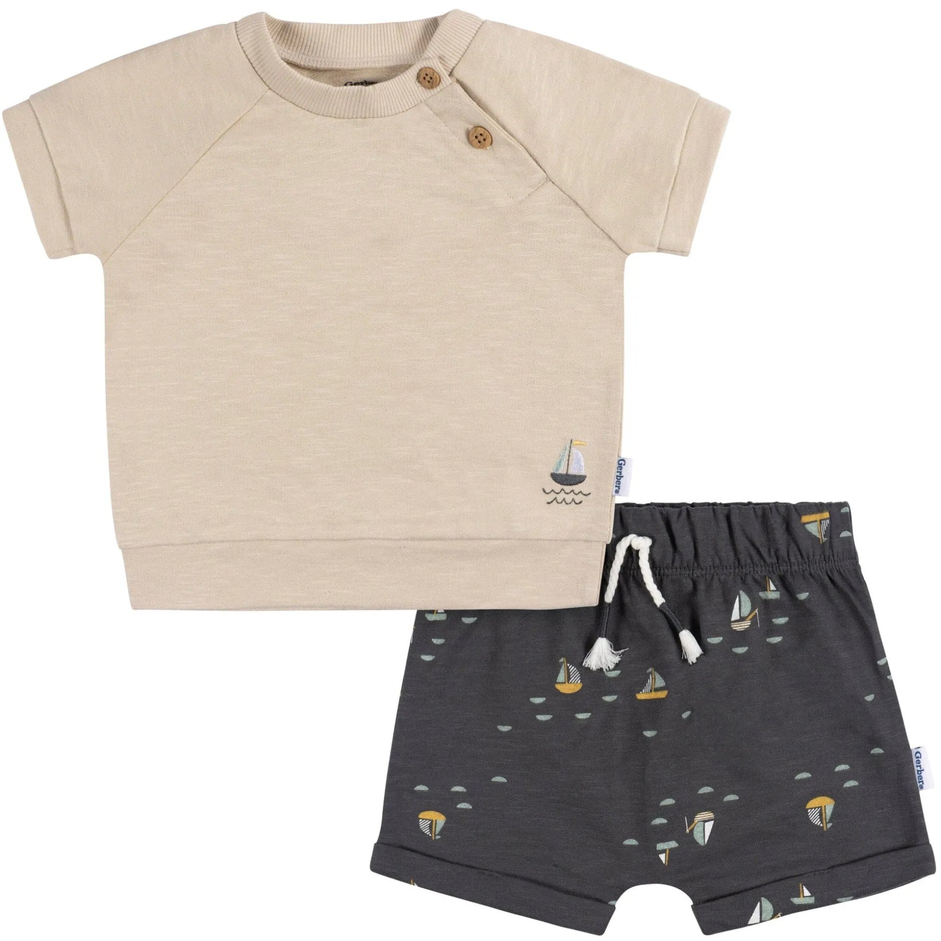 2-Piece Baby Boys Sailboats T-Shirt and Shorts Set