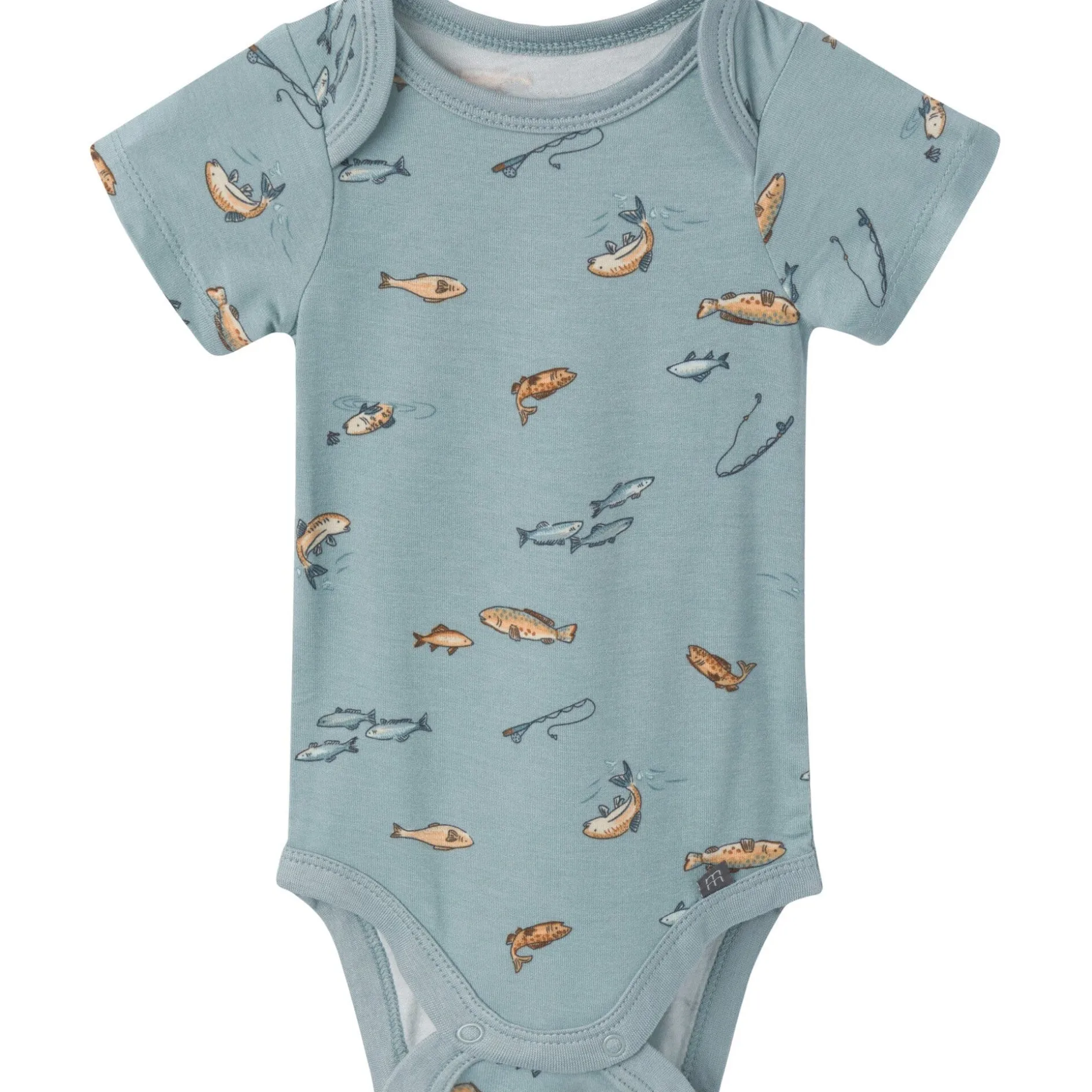 4-Piece Baby Boys Teal Fishing Bodysuits and Pants Viscose Set