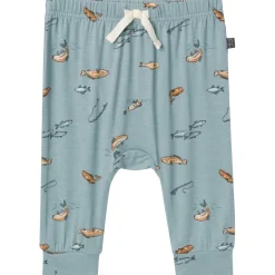4-Piece Baby Boys Teal Fishing Bodysuits and Pants Viscose Set