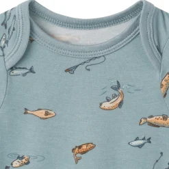 4-Piece Baby Boys Teal Fishing Bodysuits and Pants Viscose Set