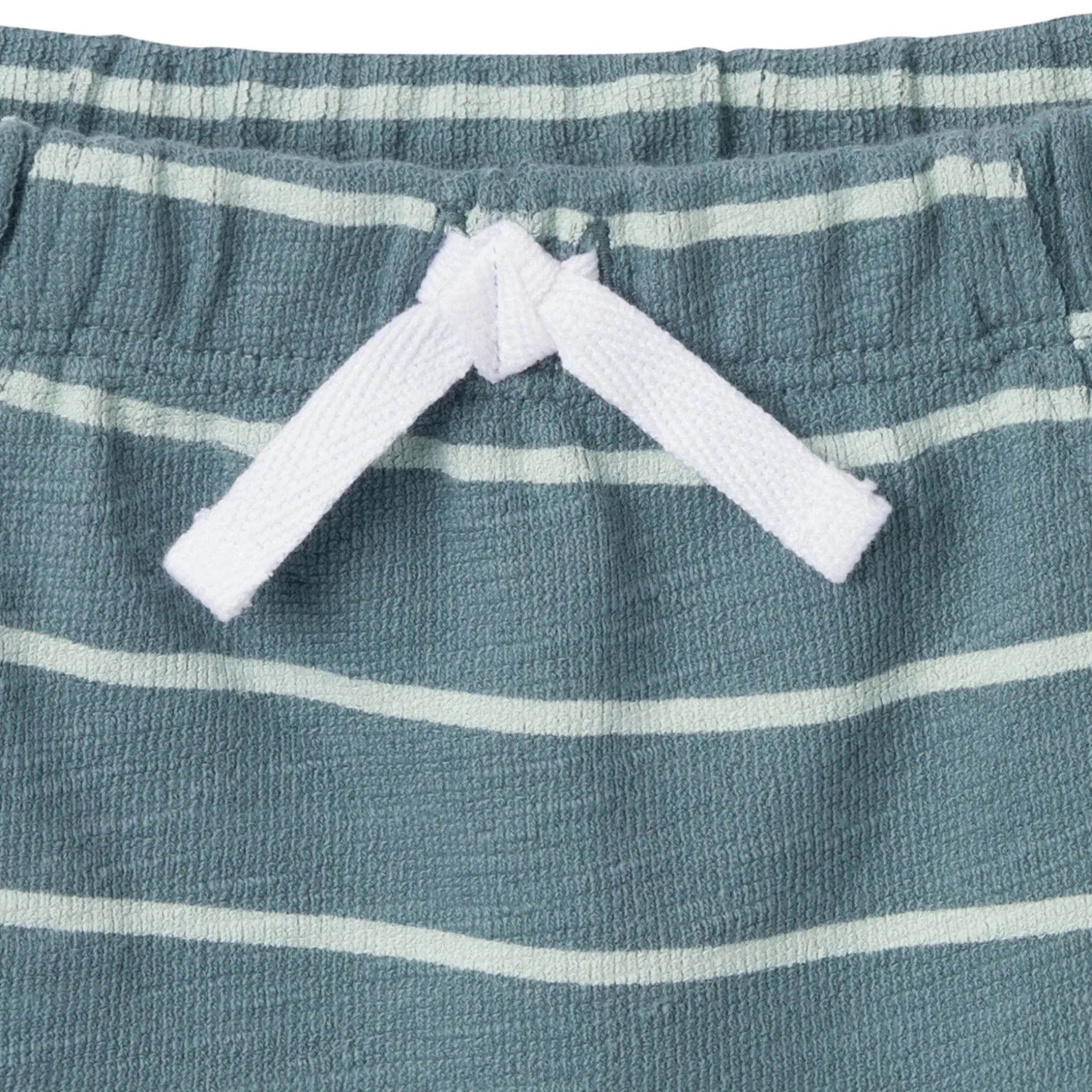 2-Piece Baby Boys Teal Stripe Henley Shirt and Shorts Set