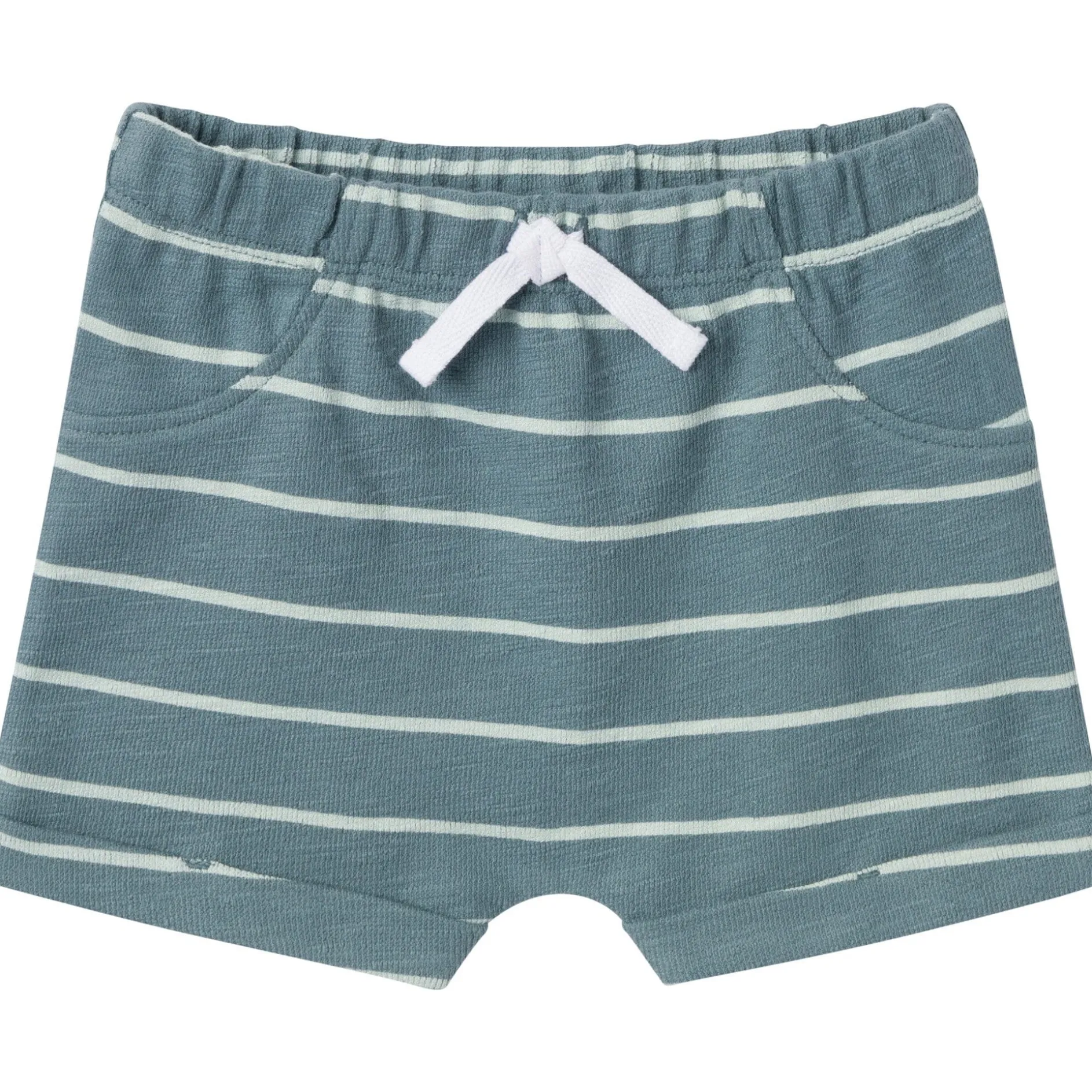 2-Piece Baby Boys Teal Stripe Henley Shirt and Shorts Set