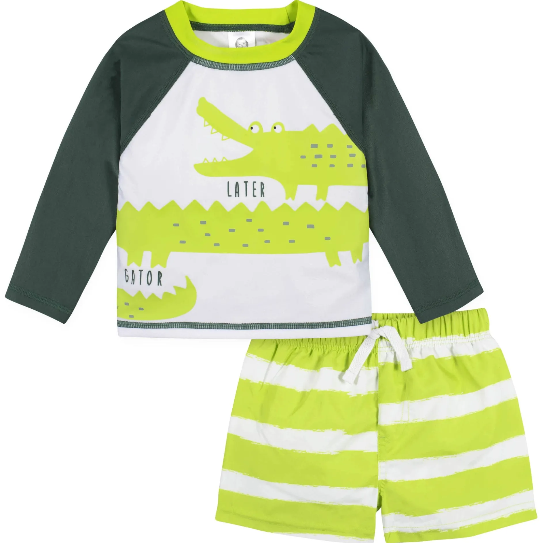 2-Piece Baby Boys UPF 50+ Later Gator Rash Guard & Swim Trunks Set