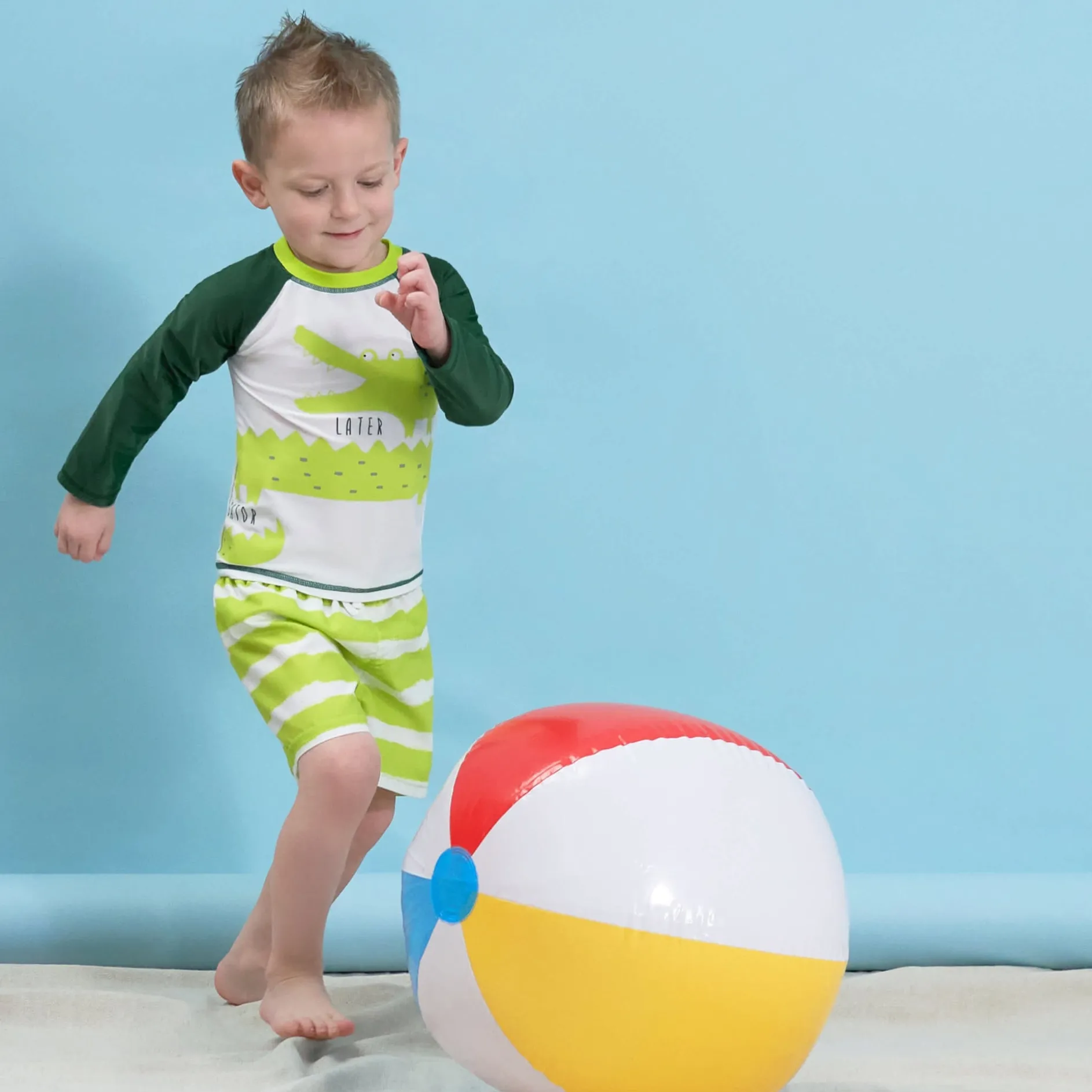 2-Piece Baby Boys UPF 50+ Later Gator Rash Guard & Swim Trunks Set