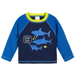 2-Piece Baby Boys UPF 50+ Shark Zone Rash Guard & Swim Trunks Set