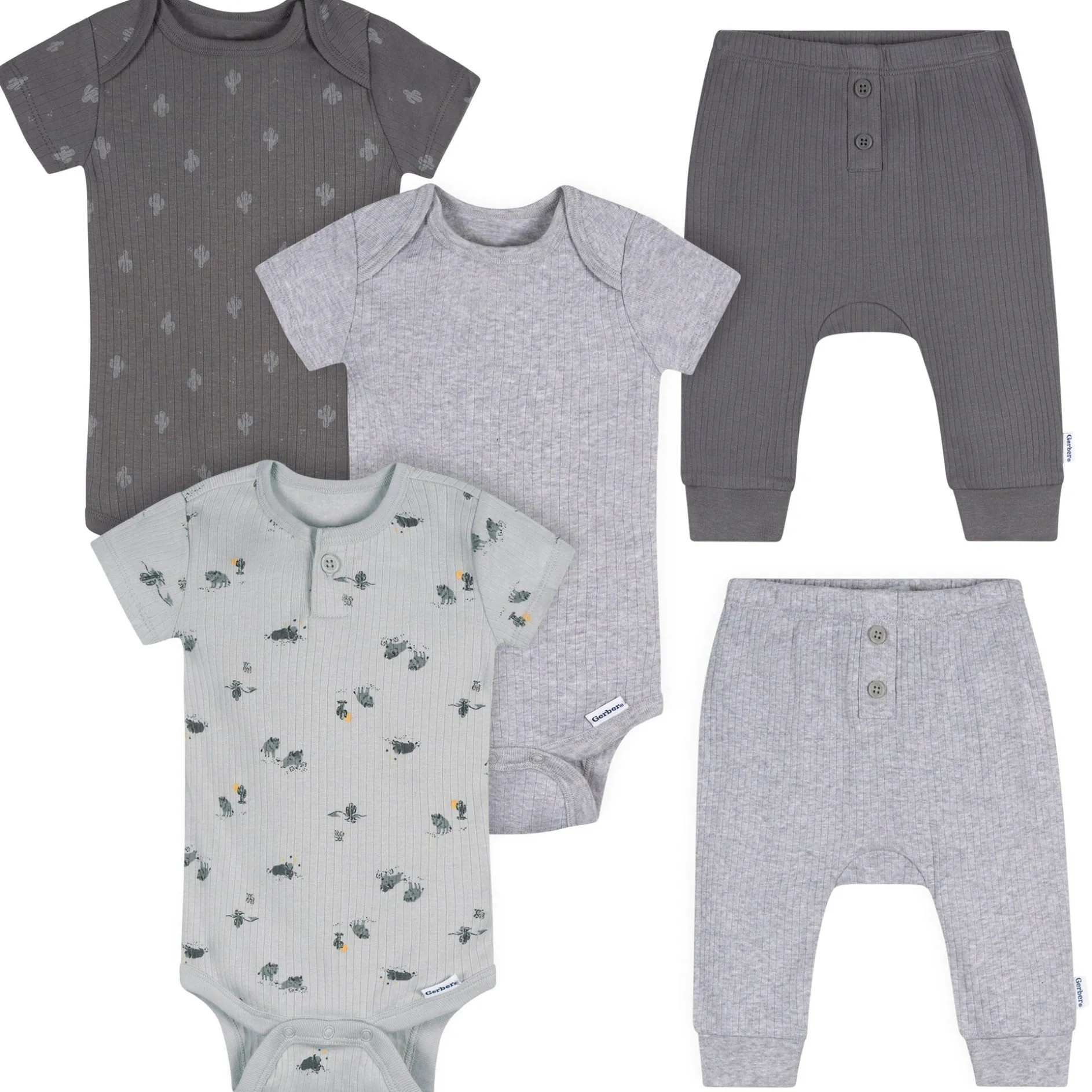5-Piece Baby Boys Wild Buffalo Trail Bodysuits & Pants Set