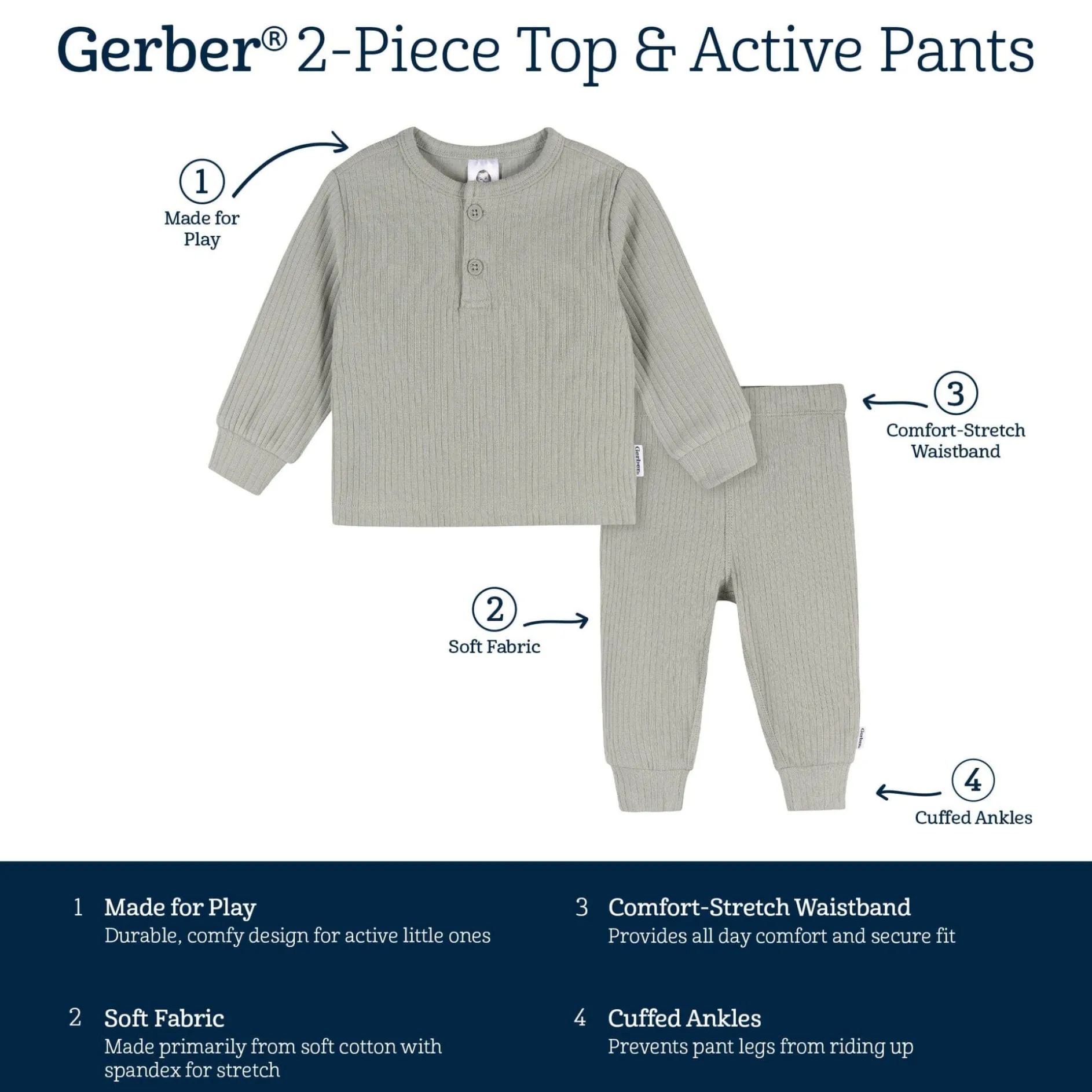 2-Piece Baby Boys Wrought Iron Top and Active Pant Set