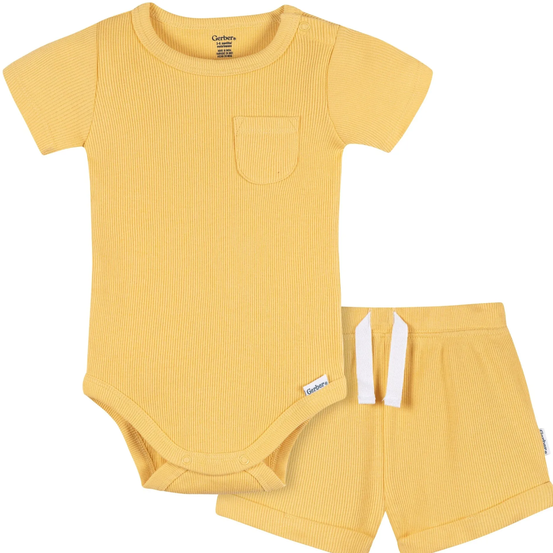 2-Piece Baby Boys Yellow Bodysuit & Shorts Set
