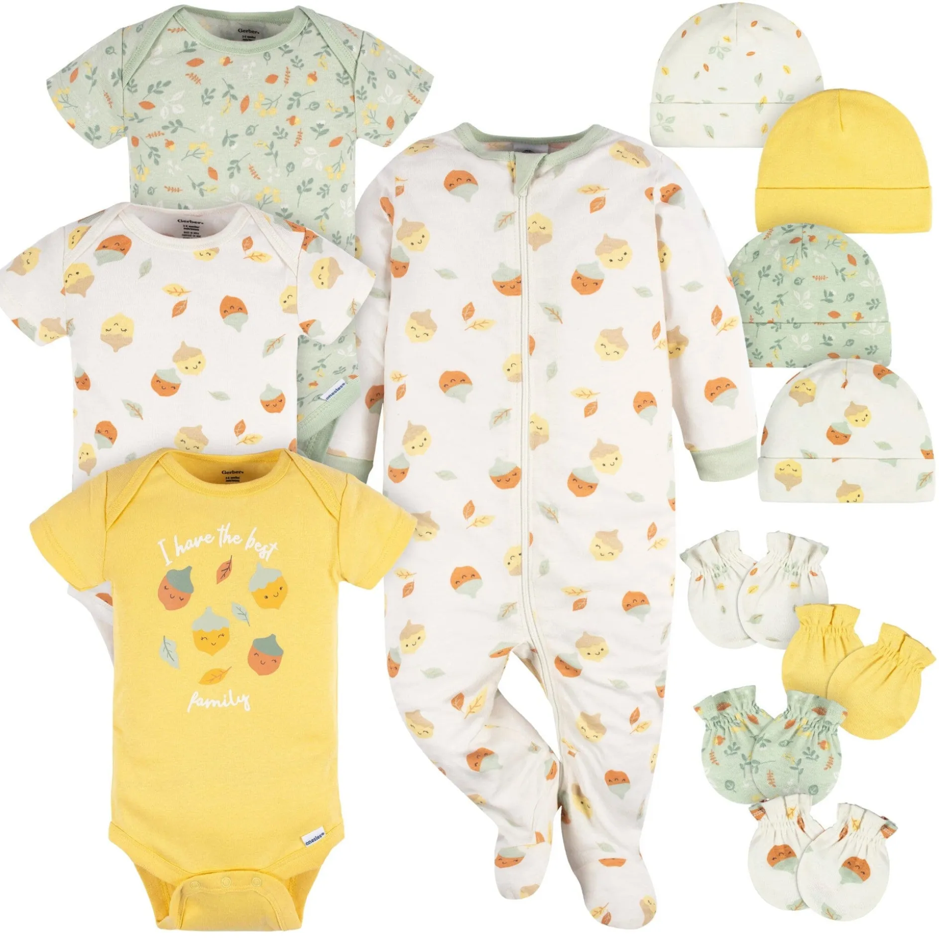12-Piece Baby Girls Acorns Layette Bundle