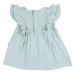 2-Piece Baby Girls Aqua Blue Dress & Diaper Cover Set