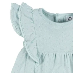 2-Piece Baby Girls Aqua Blue Dress & Diaper Cover Set