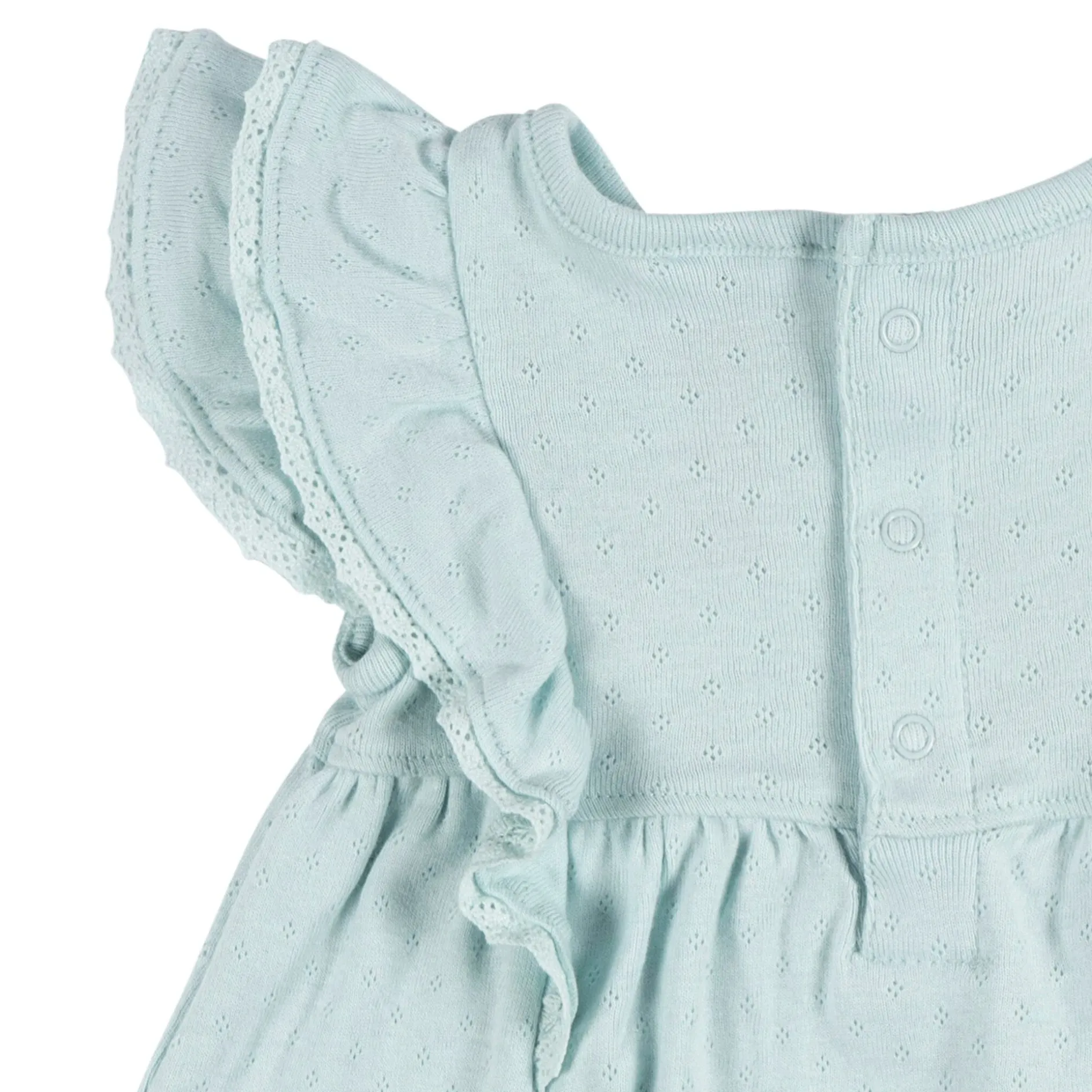 2-Piece Baby Girls Aqua Blue Dress & Diaper Cover Set