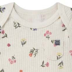 4-Piece Baby Girls Beige Garden Short Sleeve Bodysuits and Shorts Set