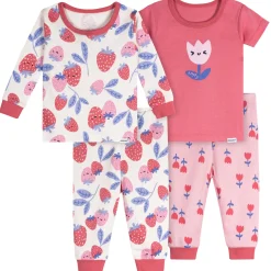 4-Piece Baby Girls Berries Pajamas Sets