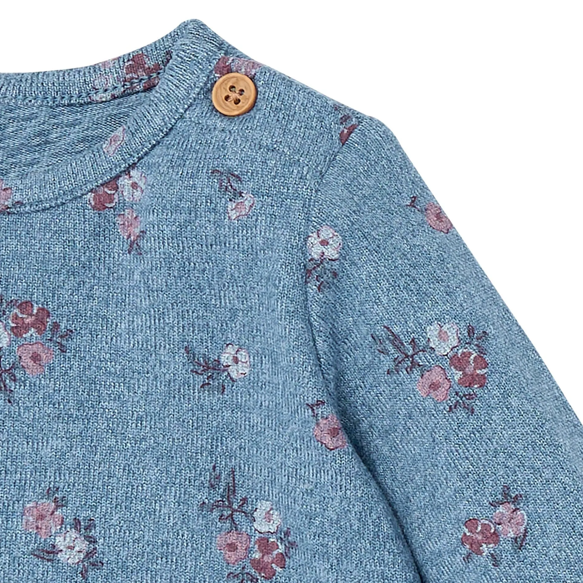 2-Piece Baby Girls Blue Floral Hacci Peplum Top and Pants