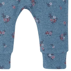 2-Piece Baby Girls Blue Floral Hacci Peplum Top and Pants