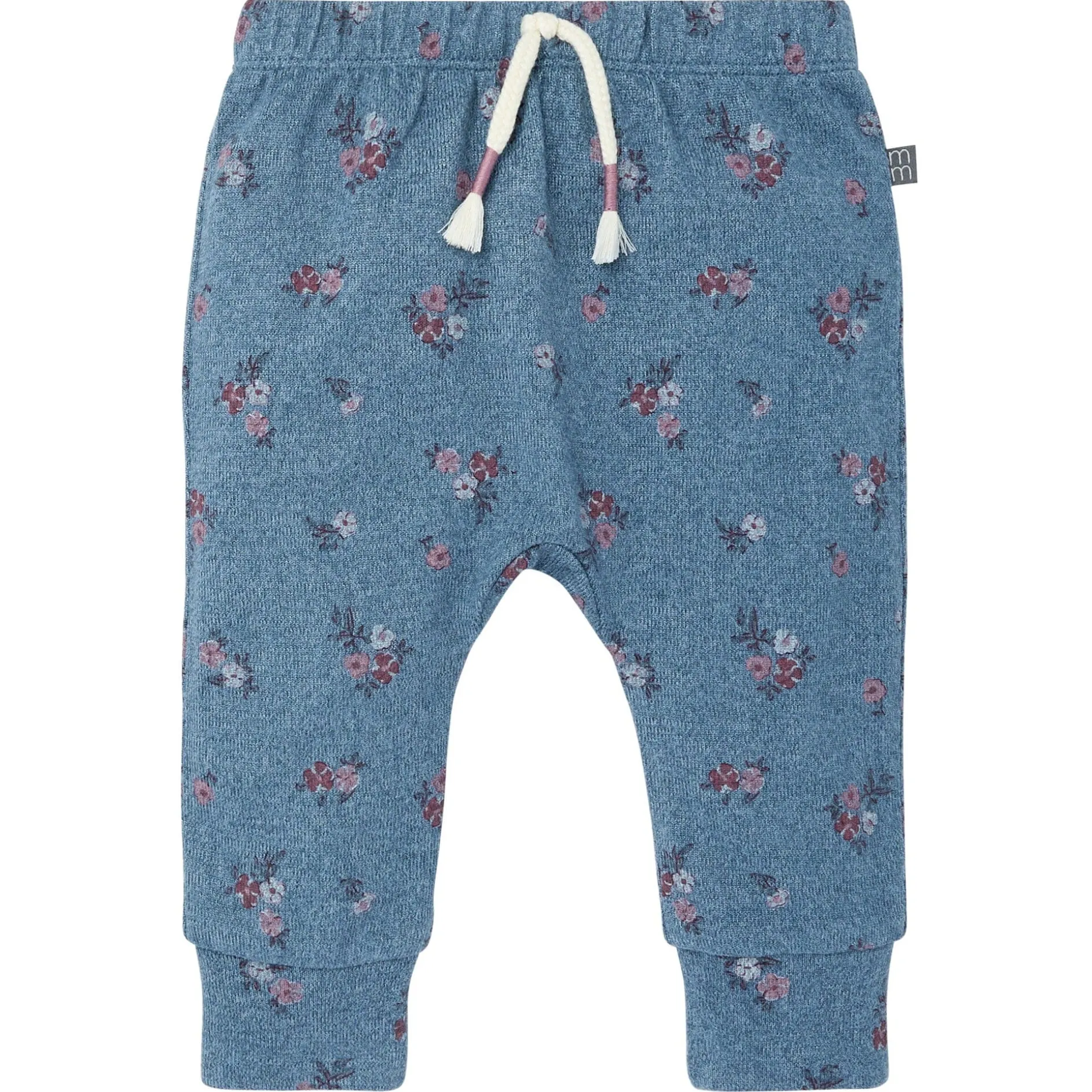 2-Piece Baby Girls Blue Floral Hacci Peplum Top and Pants