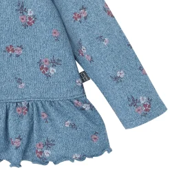 2-Piece Baby Girls Blue Floral Hacci Peplum Top and Pants