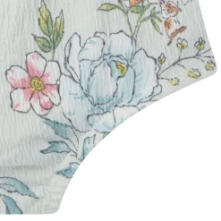 2-Piece Baby Girls Blue Floral Smocked Dress and Diaper Cover