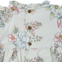 2-Piece Baby Girls Blue Floral Smocked Dress and Diaper Cover