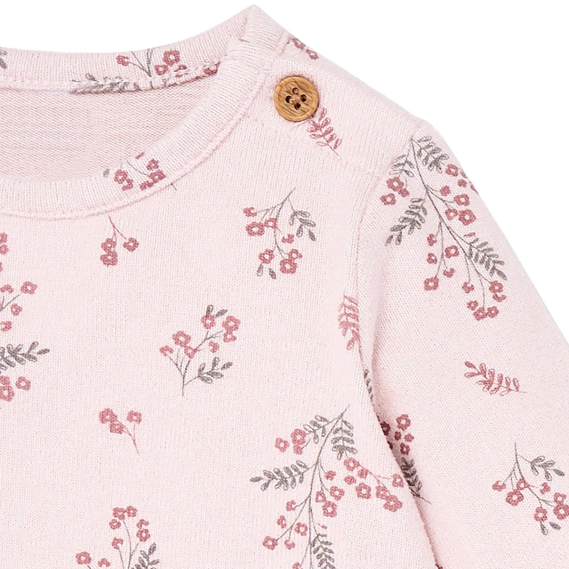 2-Piece Baby Girls Blush Floral Hacci Peplum Top and Pants
