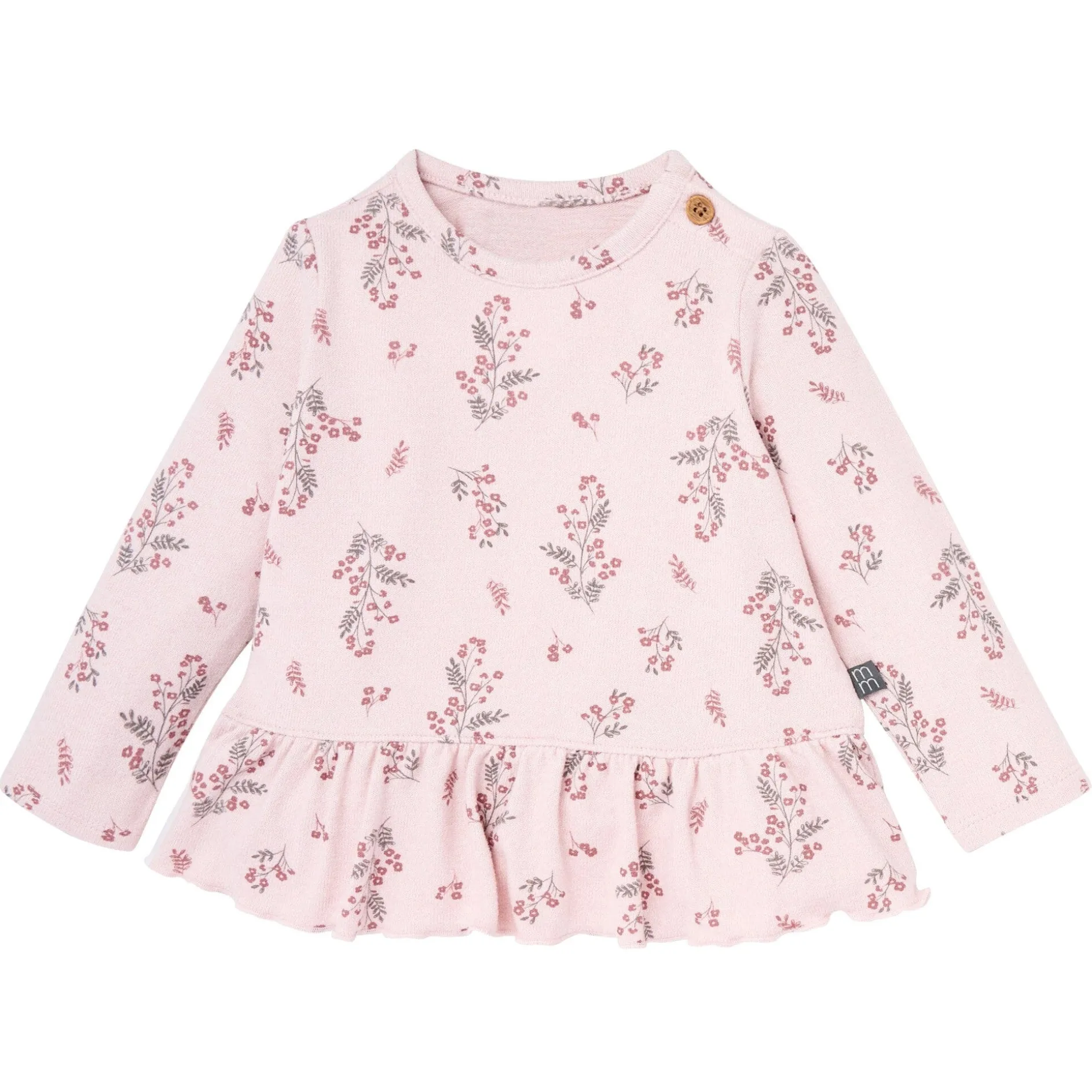 2-Piece Baby Girls Blush Floral Hacci Peplum Top and Pants