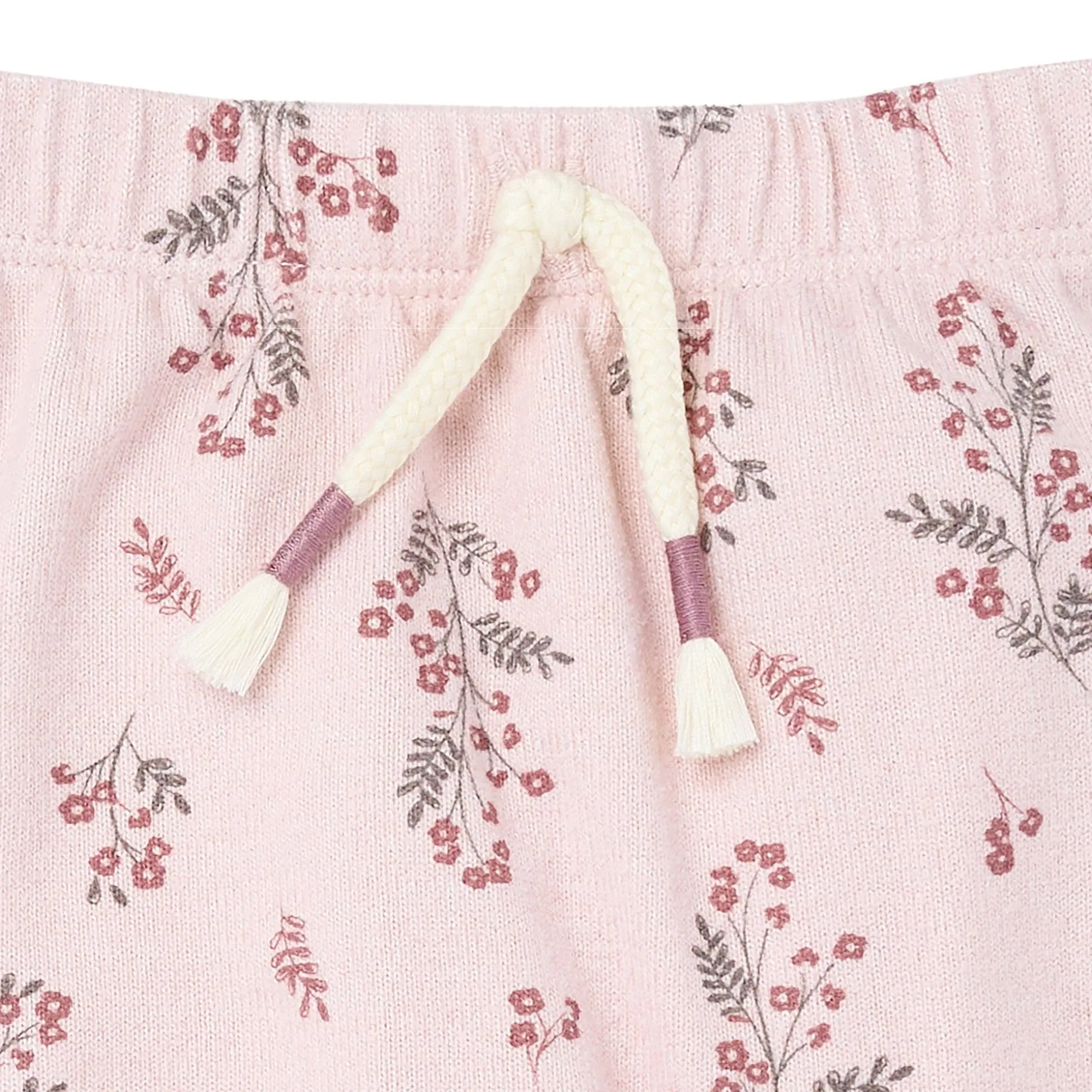 2-Piece Baby Girls Blush Floral Hacci Peplum Top and Pants