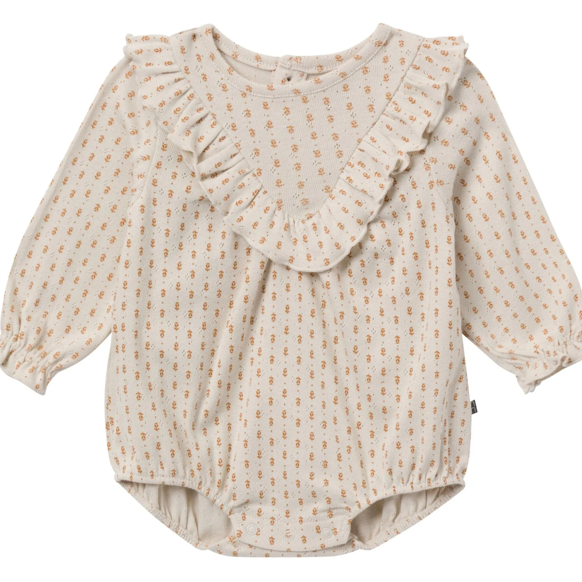 2-Piece Baby Girls Brown Fleur Bubble Romper and Tights