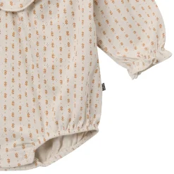 2-Piece Baby Girls Brown Fleur Bubble Romper and Tights