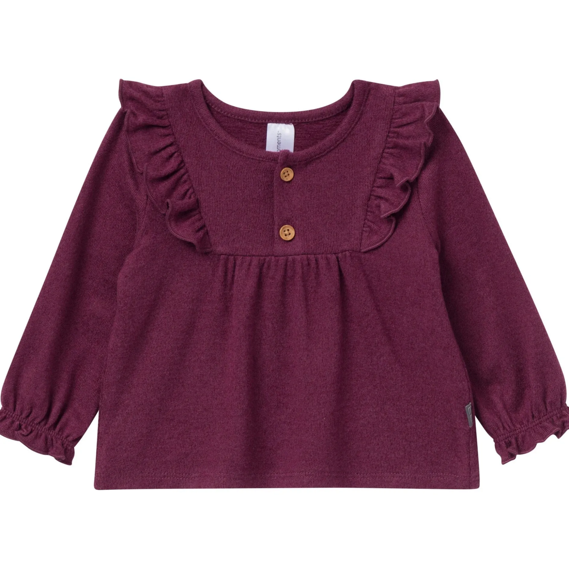 2-Piece Baby Girls Burgundy Heather Hacci Ruffle Top and Pant Set
