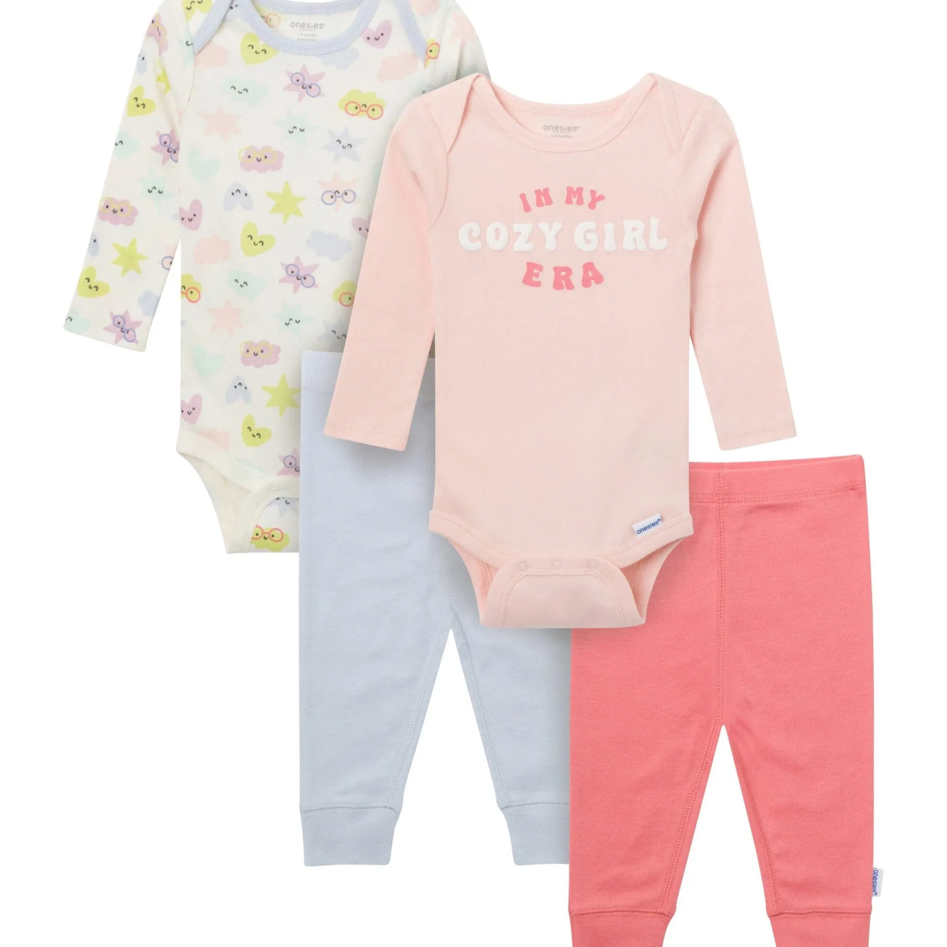 4-Piece Baby Girls Cozy Girl Onesies® Bodysuits and Pants