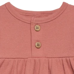 2-Piece Baby Girls Dark Pink Waffle Dress Set