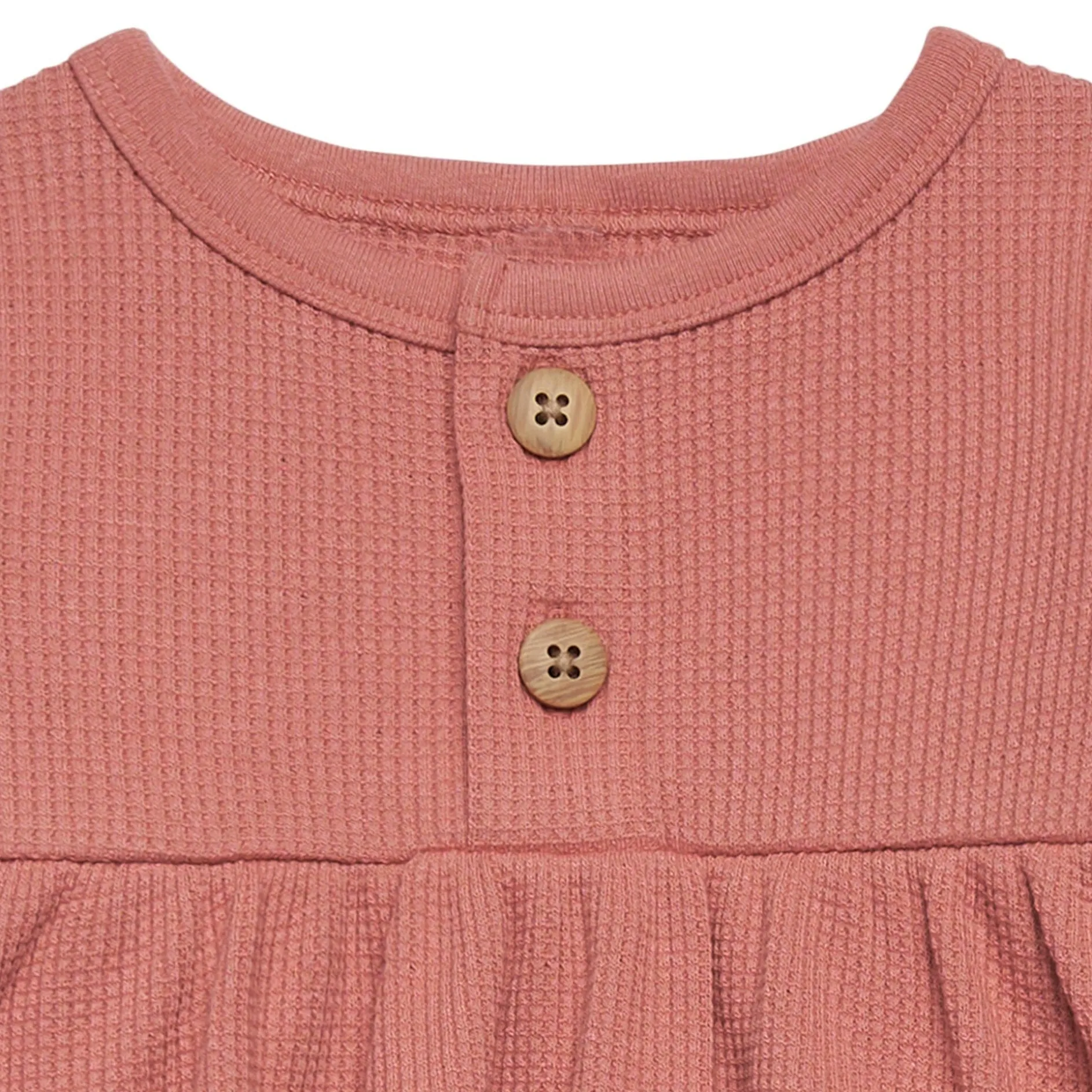 2-Piece Baby Girls Dark Pink Waffle Dress Set