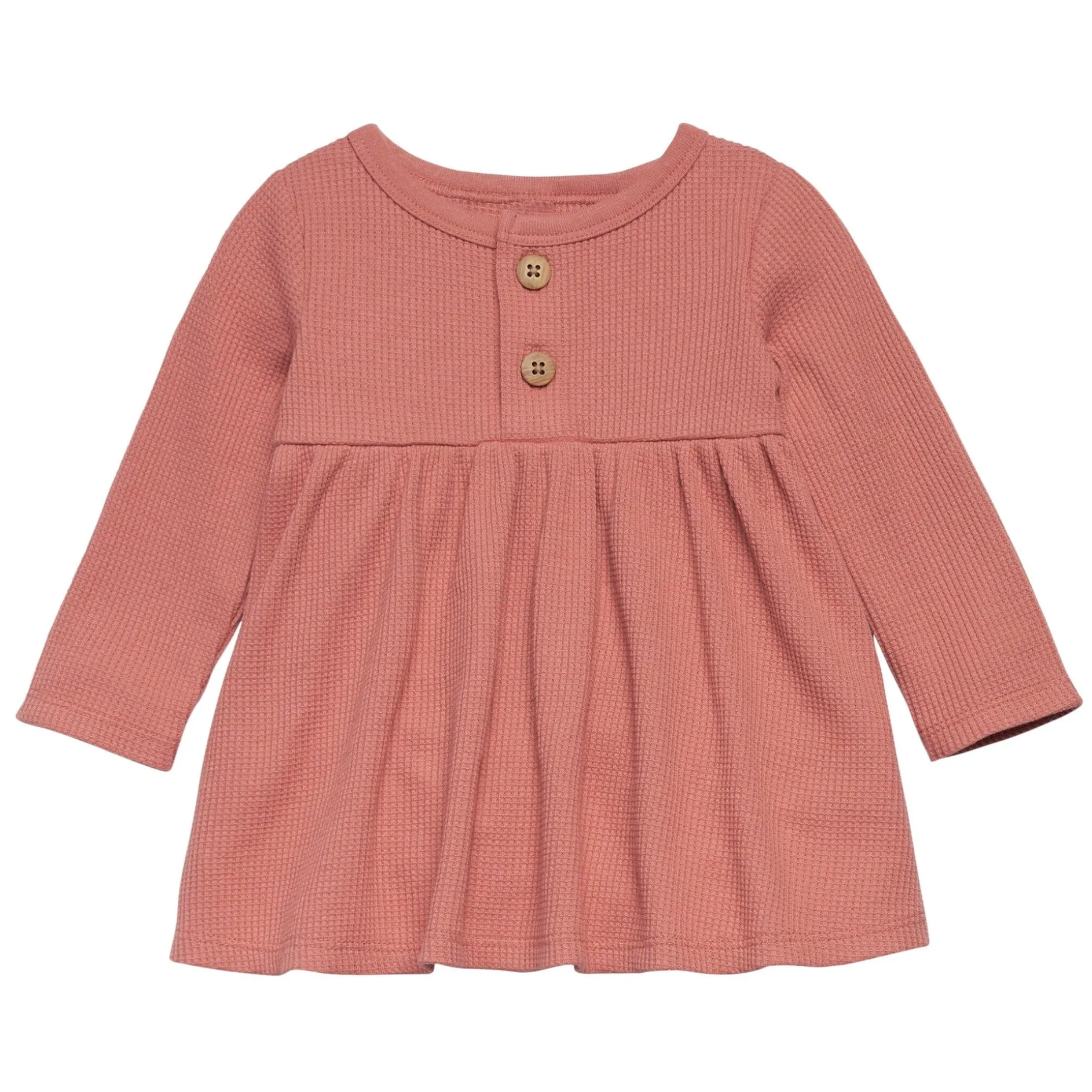 2-Piece Baby Girls Dark Pink Waffle Dress Set