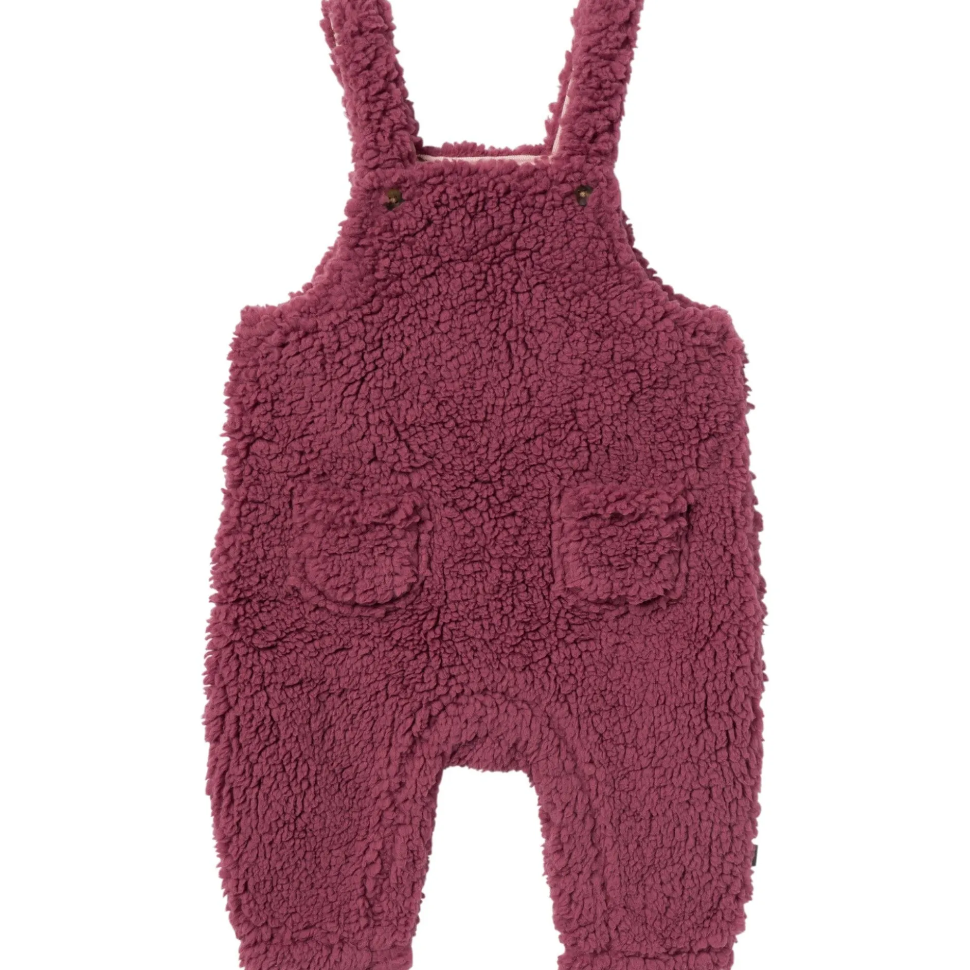 2-Piece Baby Girls Dark Rose Microplush Overalls