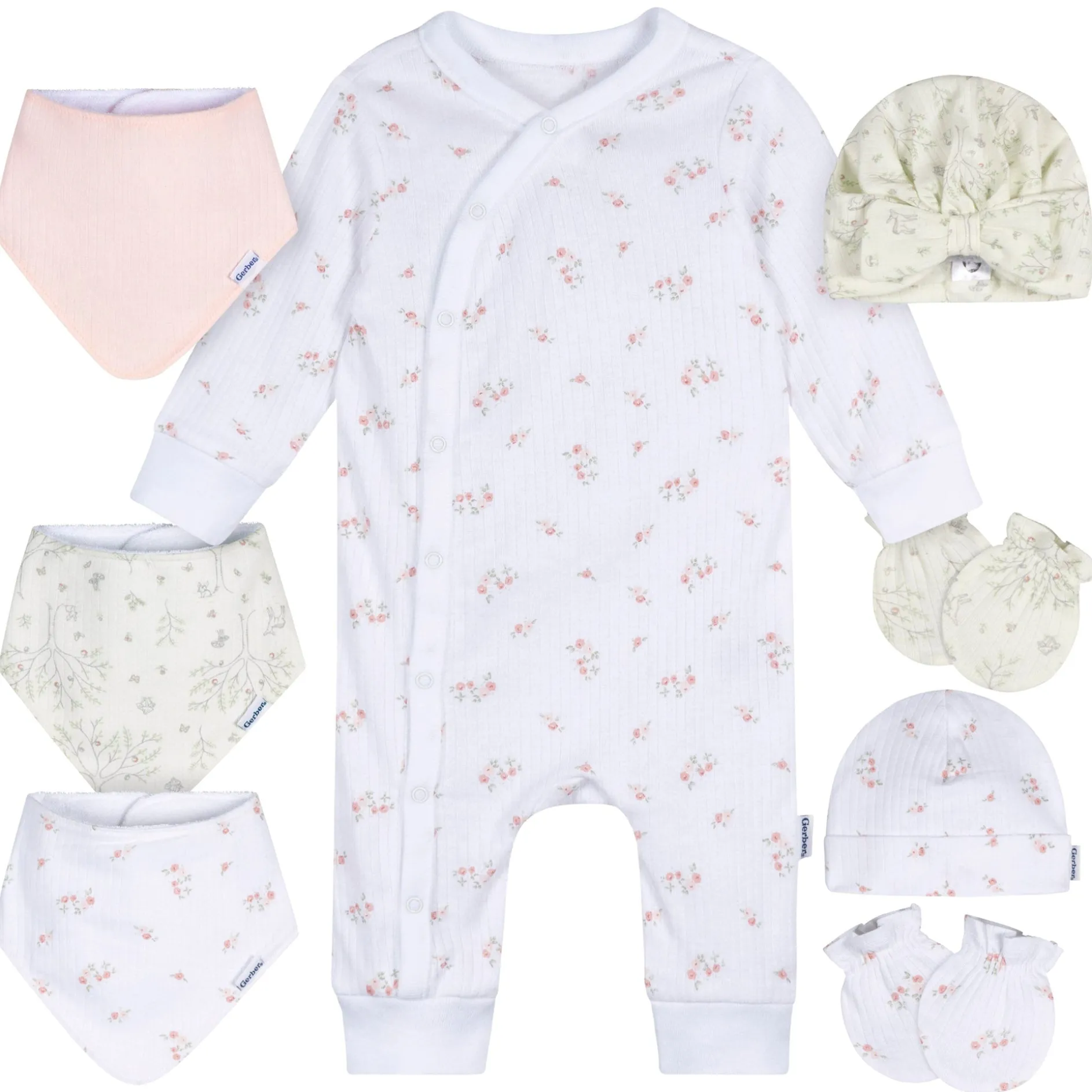 8-Piece Baby Girls Deer Baby Basics Gift Set