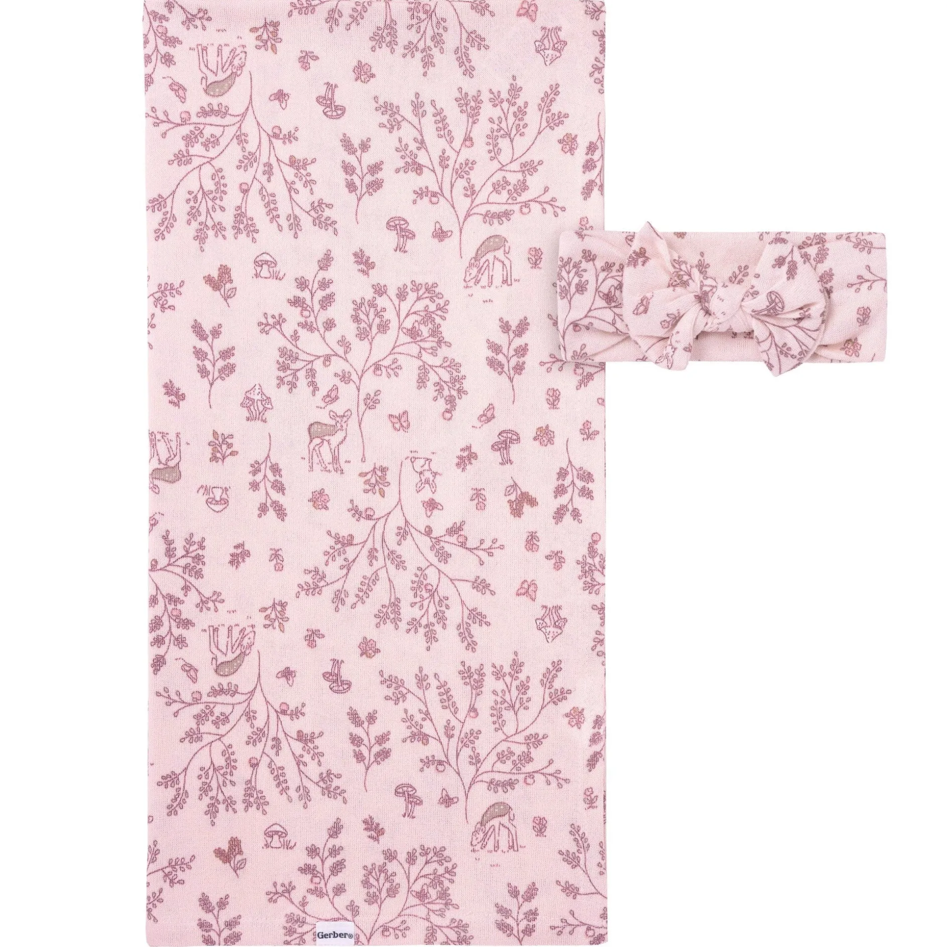 2-Piece Baby Girls Deer Swaddle and Headband Set