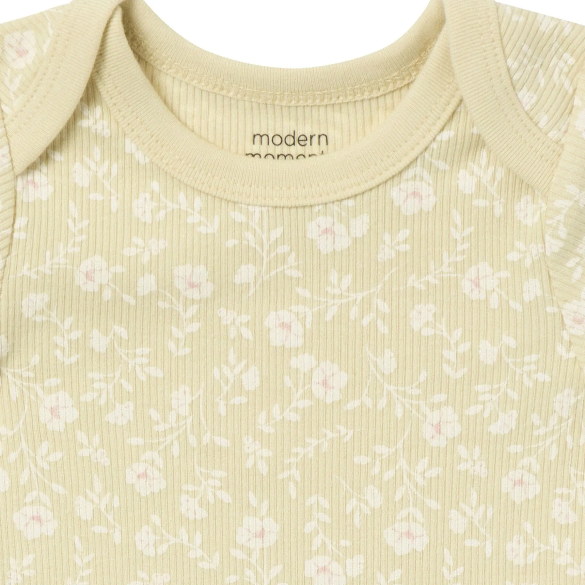 4-Piece Baby Girls Dusty Yellow Floral Short Sleeve Bodysuits and Shorts Set