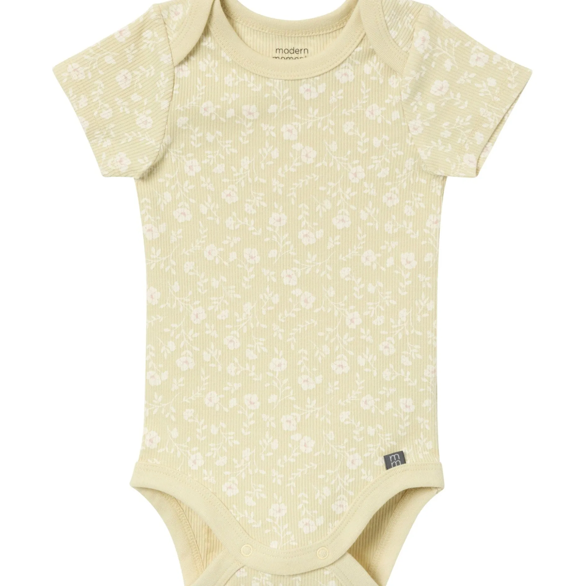 4-Piece Baby Girls Dusty Yellow Floral Short Sleeve Bodysuits and Shorts Set