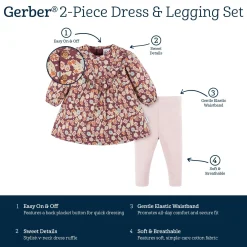 2-Piece Baby Girls Floral Dress & Legging Set