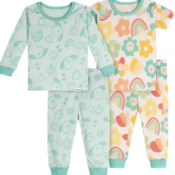 4-Piece Baby Girls Flowers Pajamas Sets