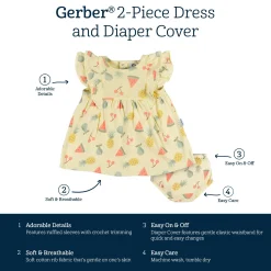 2-Piece Baby Girls Fruit Dress & Diaper Cover Set