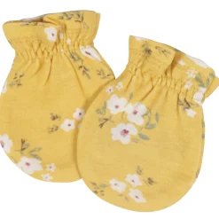 8-Piece Baby Girls Golden Floral No Scratch Mittens & Caps Set