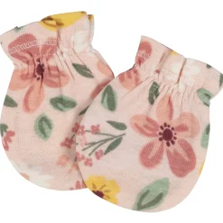 8-Piece Baby Girls Golden Floral No Scratch Mittens & Caps Set