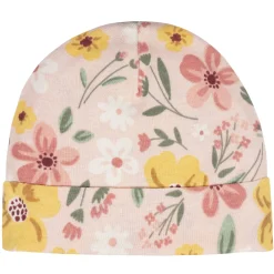 8-Piece Baby Girls Golden Floral No Scratch Mittens & Caps Set